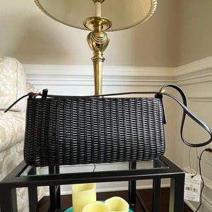 Etienne Aigner Scottsdale Collection Black Woven Leather Shoulder Bag